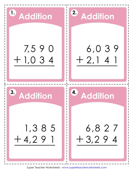 4-Digit Addition - Addition Task Cards