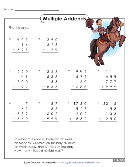 Addition with 3 or More Addends - Addition with 3 and 4 Addends Addition with 3 or More Addends - Addition with 3 and 4 Addends