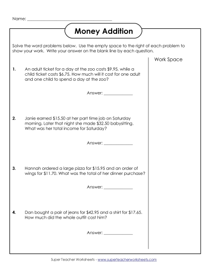 Adding Money - Addition Word Problems (Adding Money) Adding Money - Addition Word Problems (Adding Money)