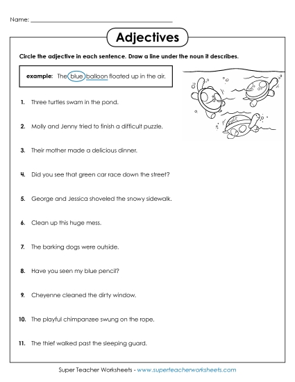 Basic Adjectives - Adjectives Arrows Worksheet