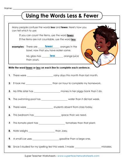 Commonly Confused Adjectives - Adjectives - Fewer vs. Less
