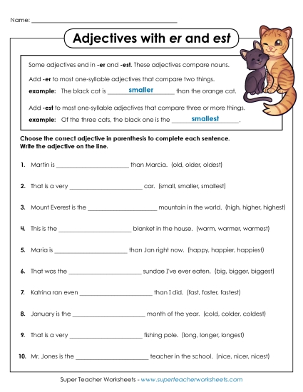 Comparative & Superlative - Adjectives with -er and -est Comparative & Superlative - Adjectives with -er and -est