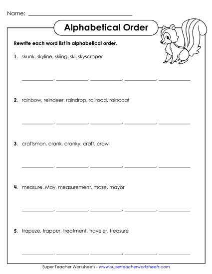 Advanced Alphabetical Order - Advanced ABC Order #1 Advanced Alphabetical Order - Advanced ABC Order #1