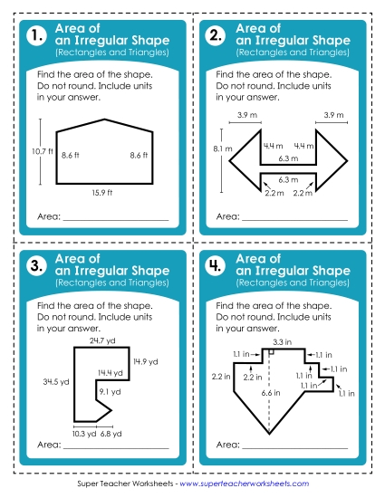 Advanced - Advanced Composite Shapes Task Cards (Rectangles & Triangles) (Printable PDF Worksheet)