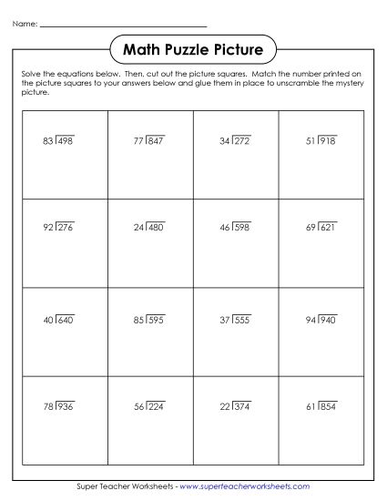 Worksheet Pictures - Advanced Division -Leprechaun Picture Puzzle Worksheet Pictures - Advanced Division -Leprechaun Picture Puzzle