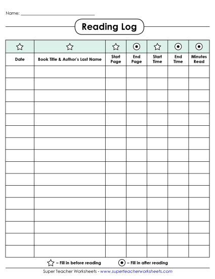 Advanced Grades 4 and Up - Advanced Reading Log Table