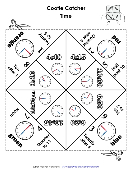 Quarter Hours - Advanced Time Cootie Catcher