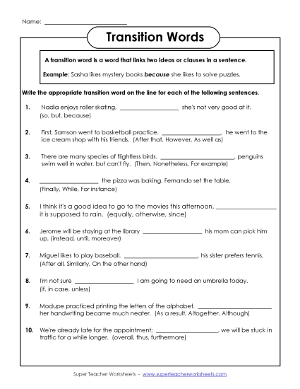 Transition Words (Mixed) - Advanced Transition Words Transition Words (Mixed) - Advanced Transition Words