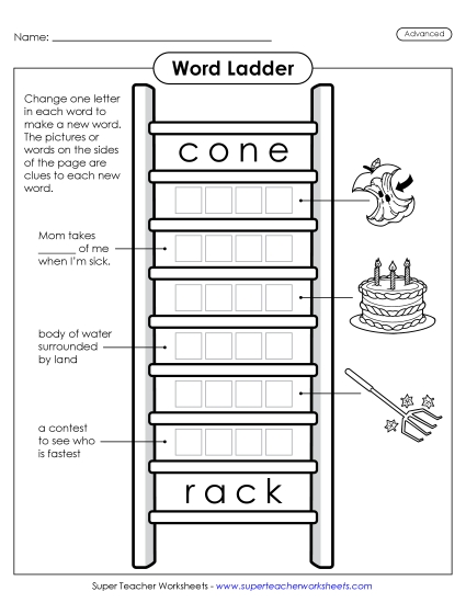 Level: Advanced - Advanced Word Ladder: Cone to Rack Level: Advanced - Advanced Word Ladder: Cone to Rack