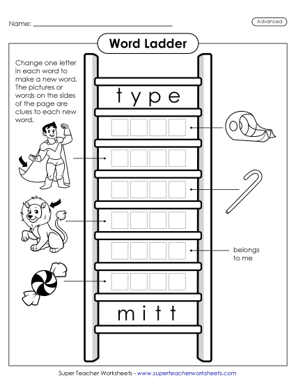 Level: Advanced - Advanced Word Ladder: Type to Mitt Level: Advanced - Advanced Word Ladder: Type to Mitt