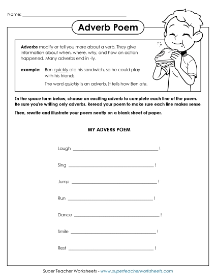 More Poetry Writing - Adverb Poem