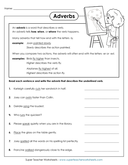 Adverb Worksheets - Adverbs That End with -ly, -er, and -est Adverb Worksheets - Adverbs That End with -ly, -er, and -est