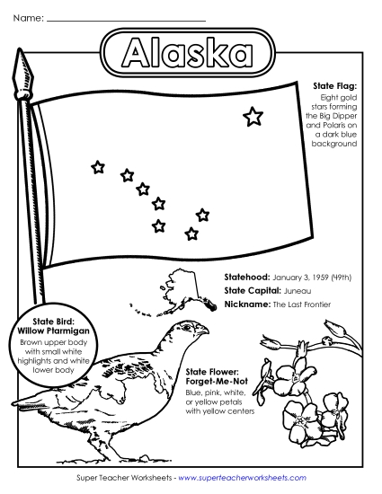 Symbols - Alaska State Symbols Coloring Page Symbols - Alaska State Symbols Coloring Page