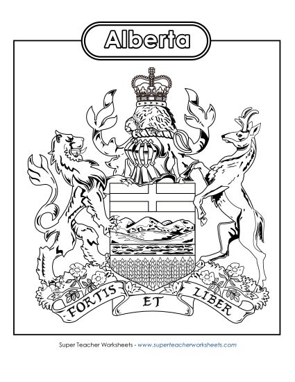 Flag and Coat of Arms - Alberta Coat of Arms (Black & White)