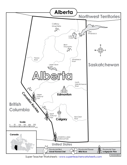 Maps - Alberta Map (Black and White)