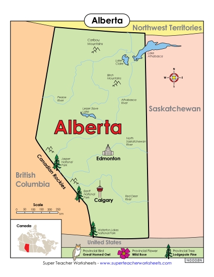 Maps - Alberta Map (Full Colour) Maps - Alberta Map (Full Colour)