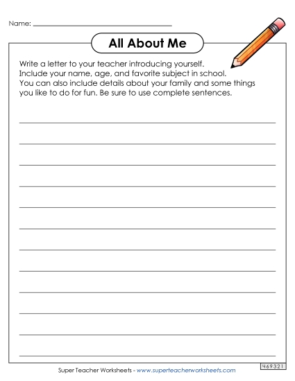 Back-to-School Writing - All About Me