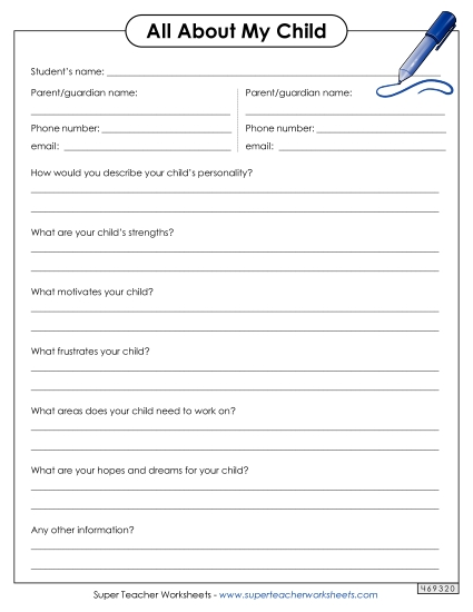 Parent-Teacher Tools - All About My Child Parent-Teacher Tools - All About My Child