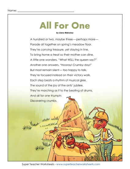 Nonfiction Articles - All for One (Poem)
