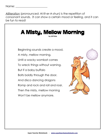 Alliteration - Alliteration Poem Activity Alliteration - Alliteration Poem Activity
