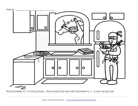Sample Worksheet Images - Alphabet Coloring Page -  Letter N