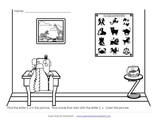 Sample Worksheet Images - Alphabet Coloring Page -  Letter Z