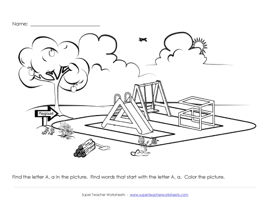 Worksheets - Alphabet Coloring Page - Letter A