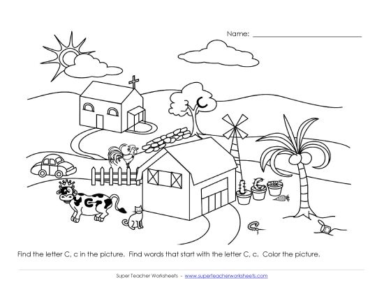 Sample Worksheet Images - Alphabet Coloring Page - Letter C Sample Worksheet Images - Alphabet Coloring Page - Letter C