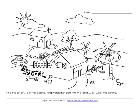 Worksheets - Alphabet Coloring Page - Letter C