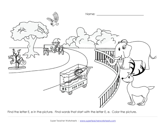 Alphabet Coloring Page - Letter E Alphabet Coloring Page - Letter E