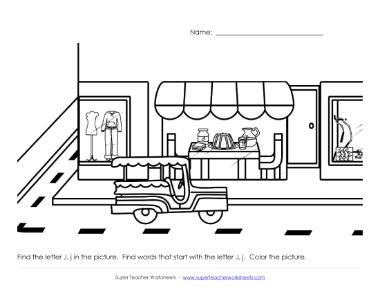 Worksheets - Alphabet Coloring Page - Letter J