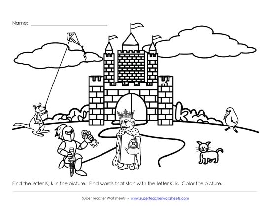 Sample Worksheet Images - Alphabet Coloring Page - Letter K Sample Worksheet Images - Alphabet Coloring Page - Letter K