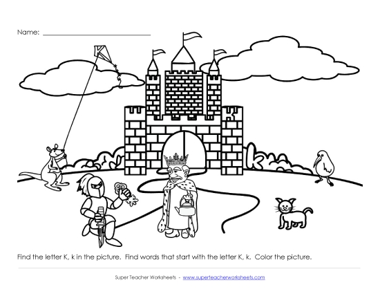 Worksheets - Alphabet Coloring Page - Letter K Worksheets - Alphabet Coloring Page - Letter K