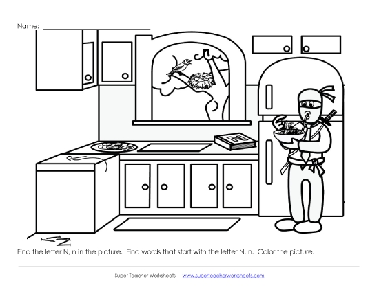 Worksheets - Alphabet Coloring Page - Letter N Worksheets - Alphabet Coloring Page - Letter N
