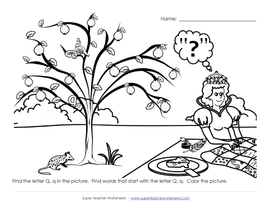 Worksheets - Alphabet Coloring Page - Letter Q