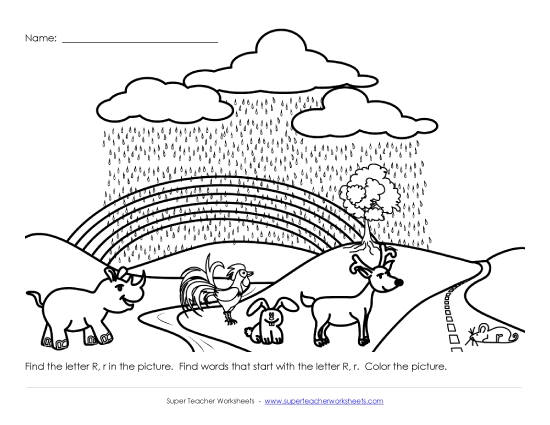 Worksheets - Alphabet Coloring Page - Letter R