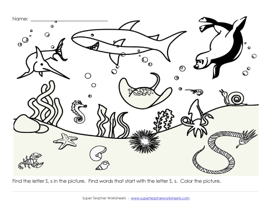 Worksheets - Alphabet Coloring Page - Letter S Worksheets - Alphabet Coloring Page - Letter S