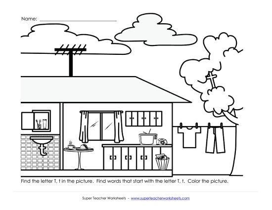 Sample Worksheet Images - Alphabet Coloring Page - Letter T Sample Worksheet Images - Alphabet Coloring Page - Letter T