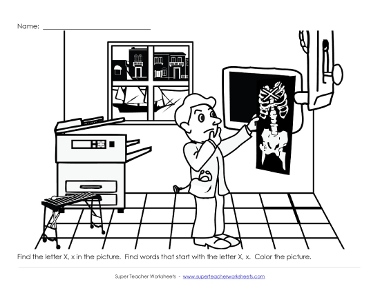 Worksheets - Alphabet Coloring Page - Letter X Worksheets - Alphabet Coloring Page - Letter X