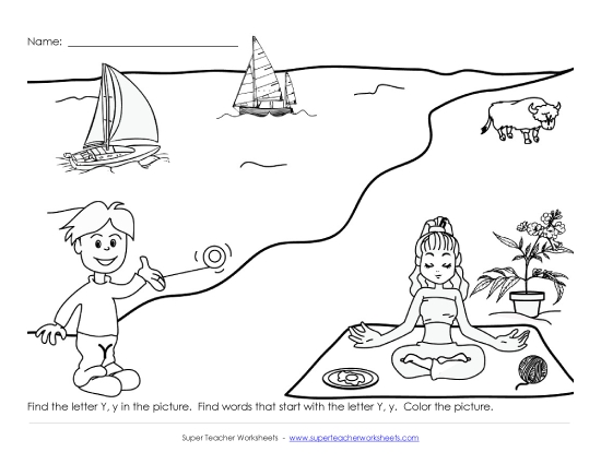 Worksheets - Alphabet Coloring Page - Letter Y