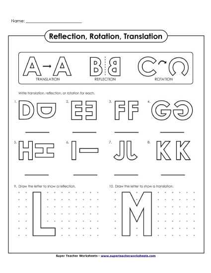 Translation, Rotation, Reflections (Mixed) - Alphabet - Rotations, Translations, Reflections