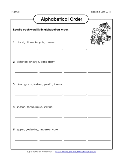 Alphabetical Order - Alphabetical Order (C-11)