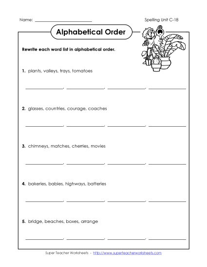 Alphabetical Order - Alphabetical Order (C-18)