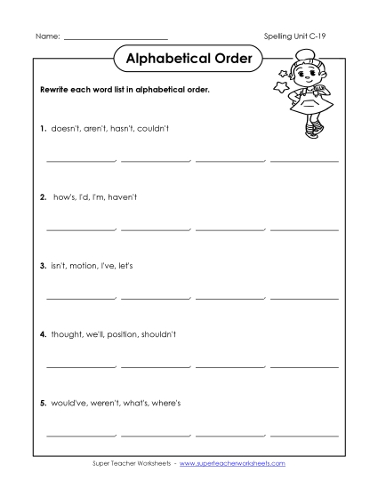 Alphabetical Order - Alphabetical Order (C-19) Alphabetical Order - Alphabetical Order (C-19)