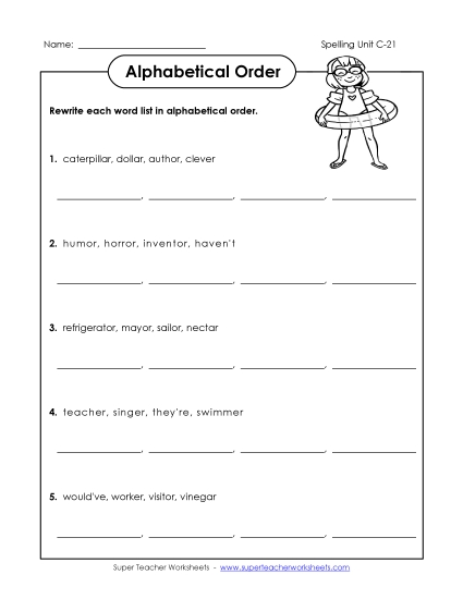 Alphabetical Order - Alphabetical Order (C-21)