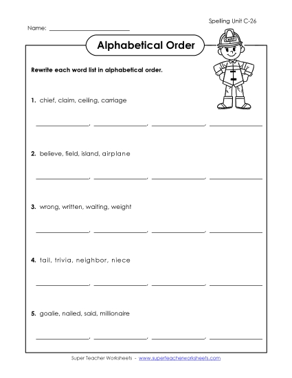 Alphabetical Order - Alphabetical Order (C-26)