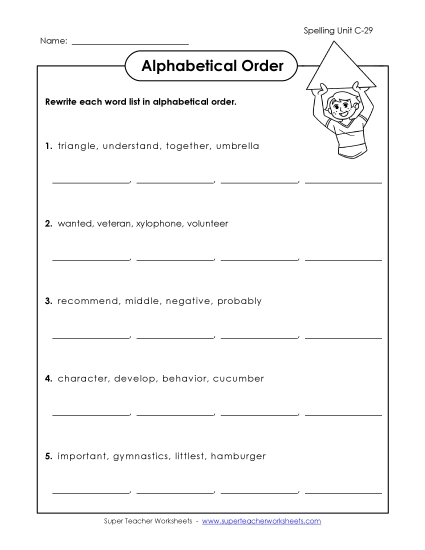 Alphabetical Order - Alphabetical Order (C-29) Alphabetical Order - Alphabetical Order (C-29)