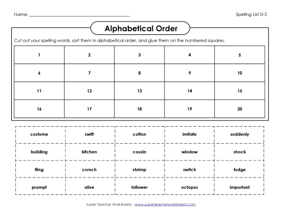 Alphabetical Order - Alphabetical Order: Cut & Glue (D-2)