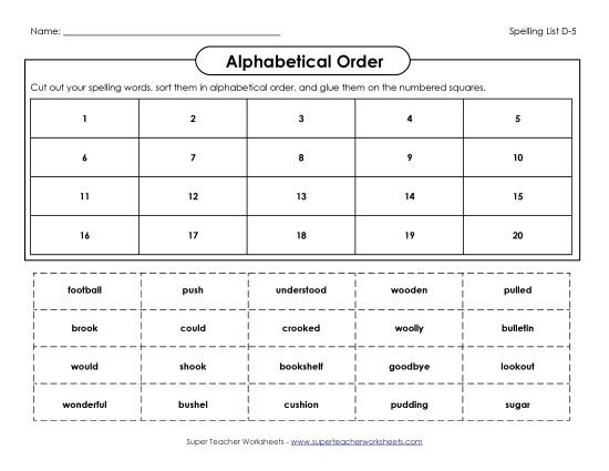 ABC Order - Alphabetical Order: Cut & Glue (D-5) ABC Order - Alphabetical Order: Cut & Glue (D-5)
