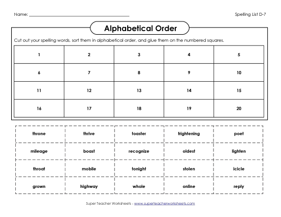 Alphabetical Order - Alphabetical Order: Cut-Glue (D-7) Alphabetical Order - Alphabetical Order: Cut-Glue (D-7)
